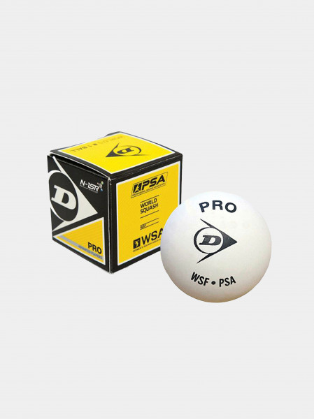 Мячи для сквоша DUNLOP SB PRO белые - одна желтая точка  (упаковка 12 мячей)