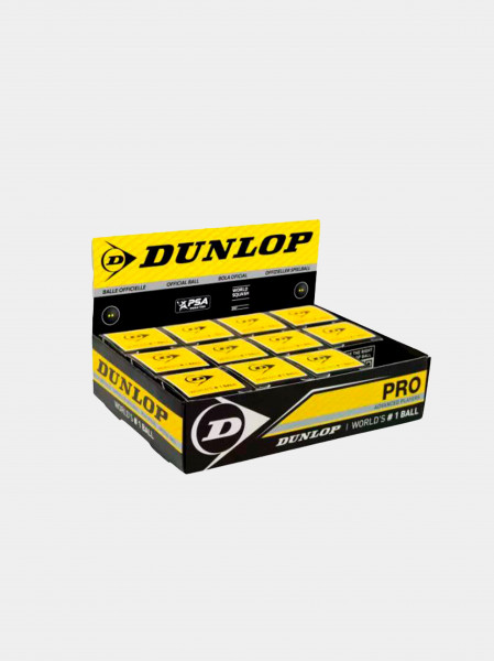 Мячи для сквоша Dunlop PRO - две желтые точки (упаковка 12 шт.)