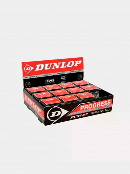 Мячи для сквоша DUNLOP PROGRESS - одна красная точка (упаковка 12 шт.)